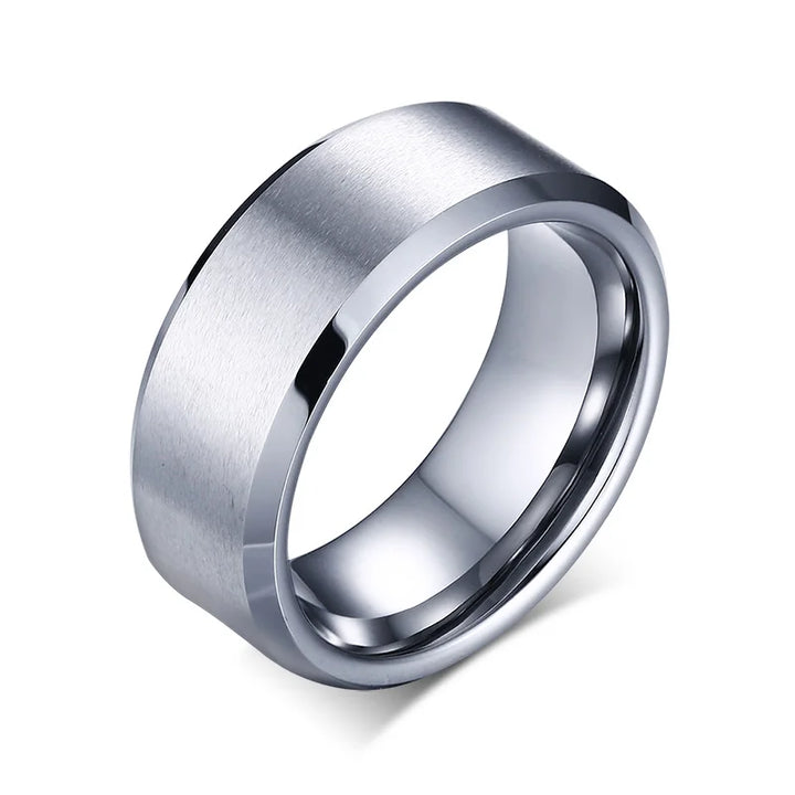 8mm Brushed Tungsten Band Ring
