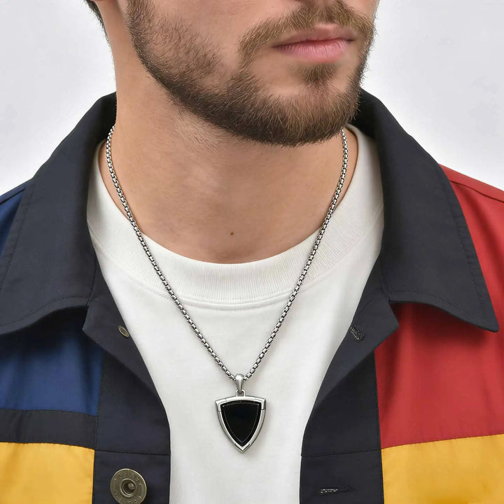 Black Onyx Shield Pendant Necklace