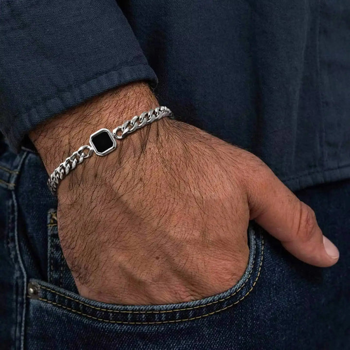 Adjustable Chain Bracelet with Stone Charm