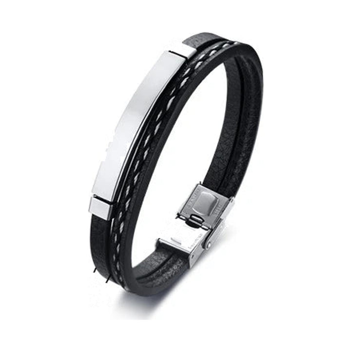 Double-Layer Leather Bar Bracelet