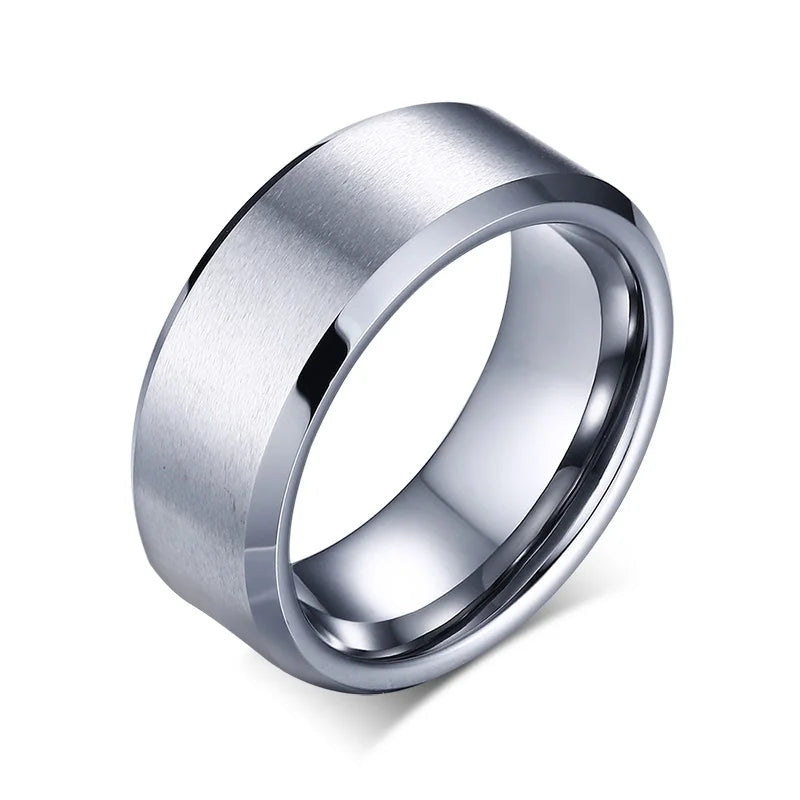 8mm Brushed Tungsten Band Ring