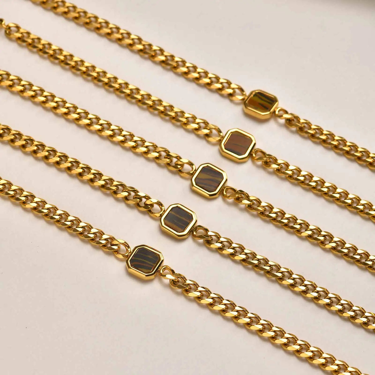 Adjustable Chain Bracelet with Stone Charm