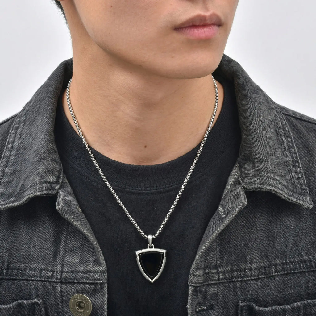 Black Onyx Shield Pendant Necklace