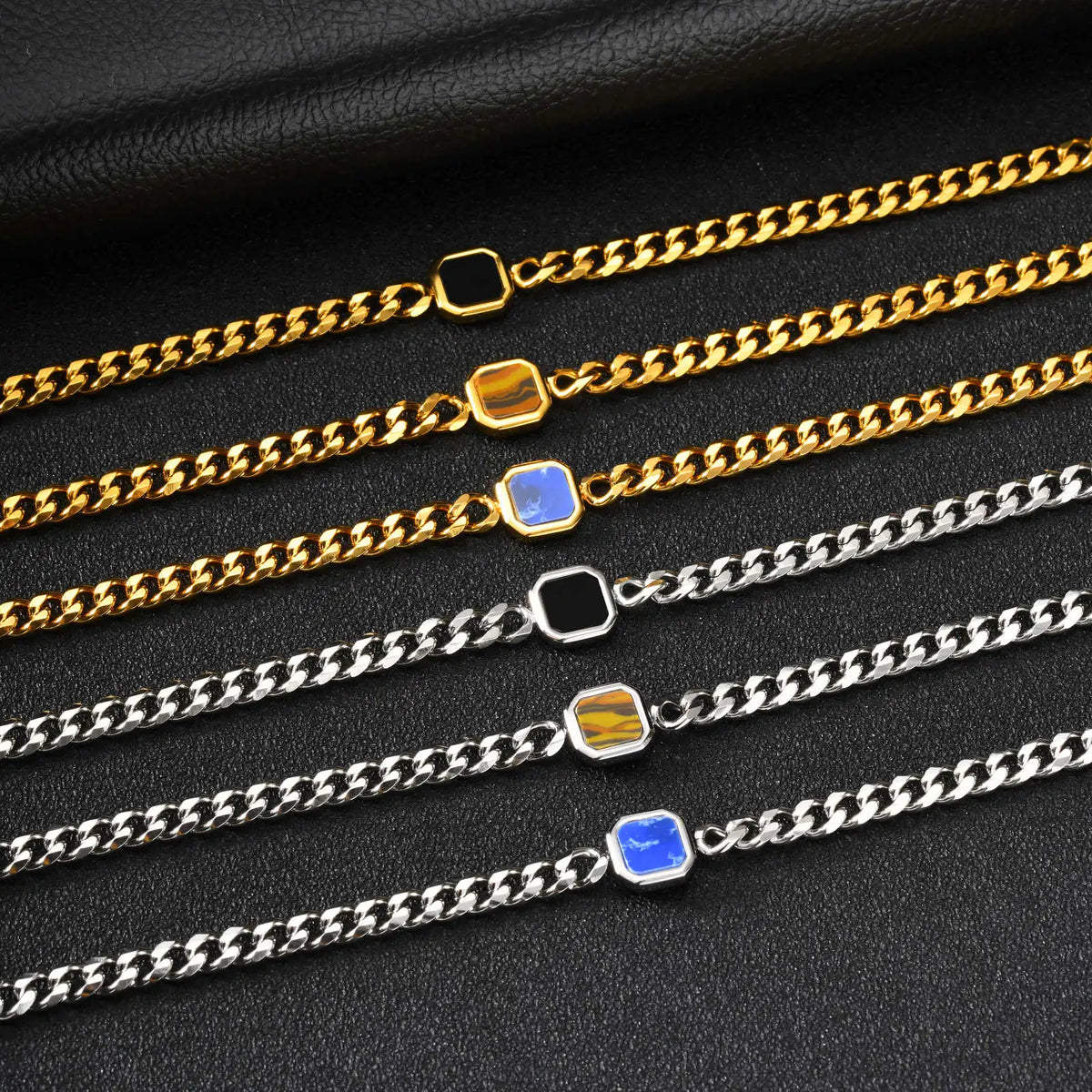 Adjustable Chain Bracelet with Stone Charm