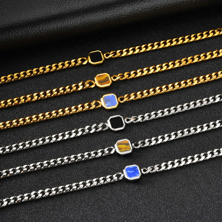Adjustable Chain Bracelet with Stone Charm