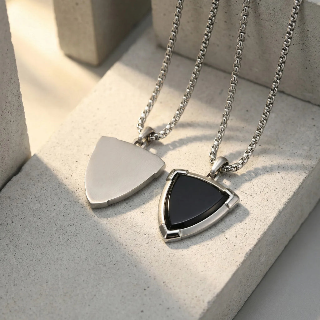Black Onyx Shield Pendant Necklace