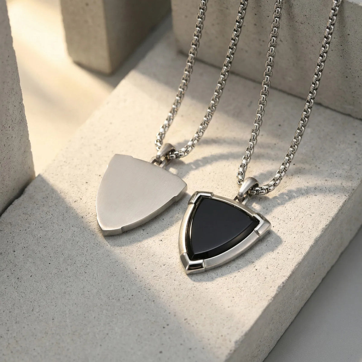 Black Onyx Shield Pendant Necklace