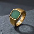 Gold Signet Ring with Green Stone