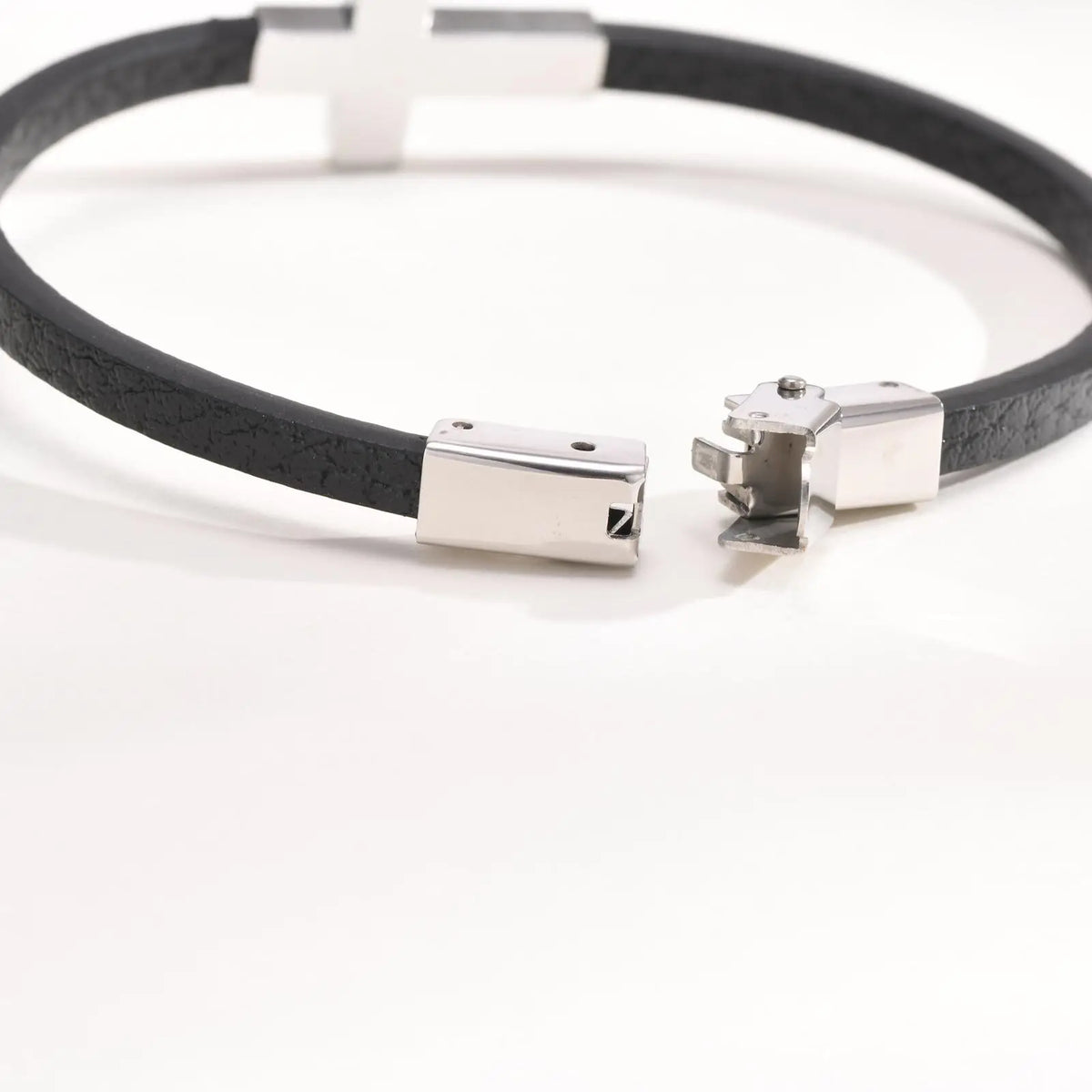 Cross Charm Leather Wristband