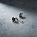 Black Onyx Square Stud Earrings
