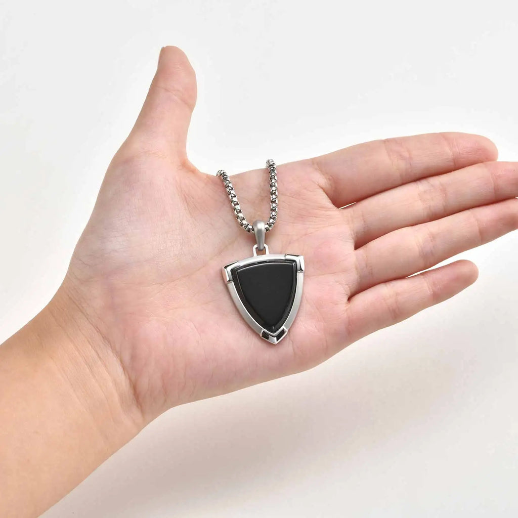 Black Onyx Shield Pendant Necklace