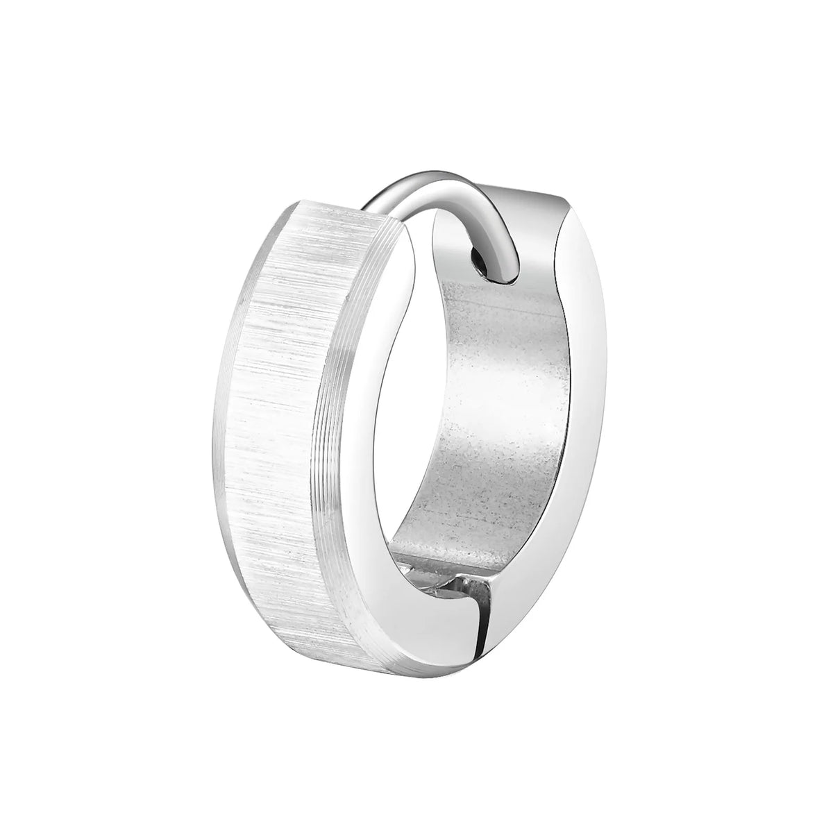 Brushed Steel Huggie Hoop Earrings