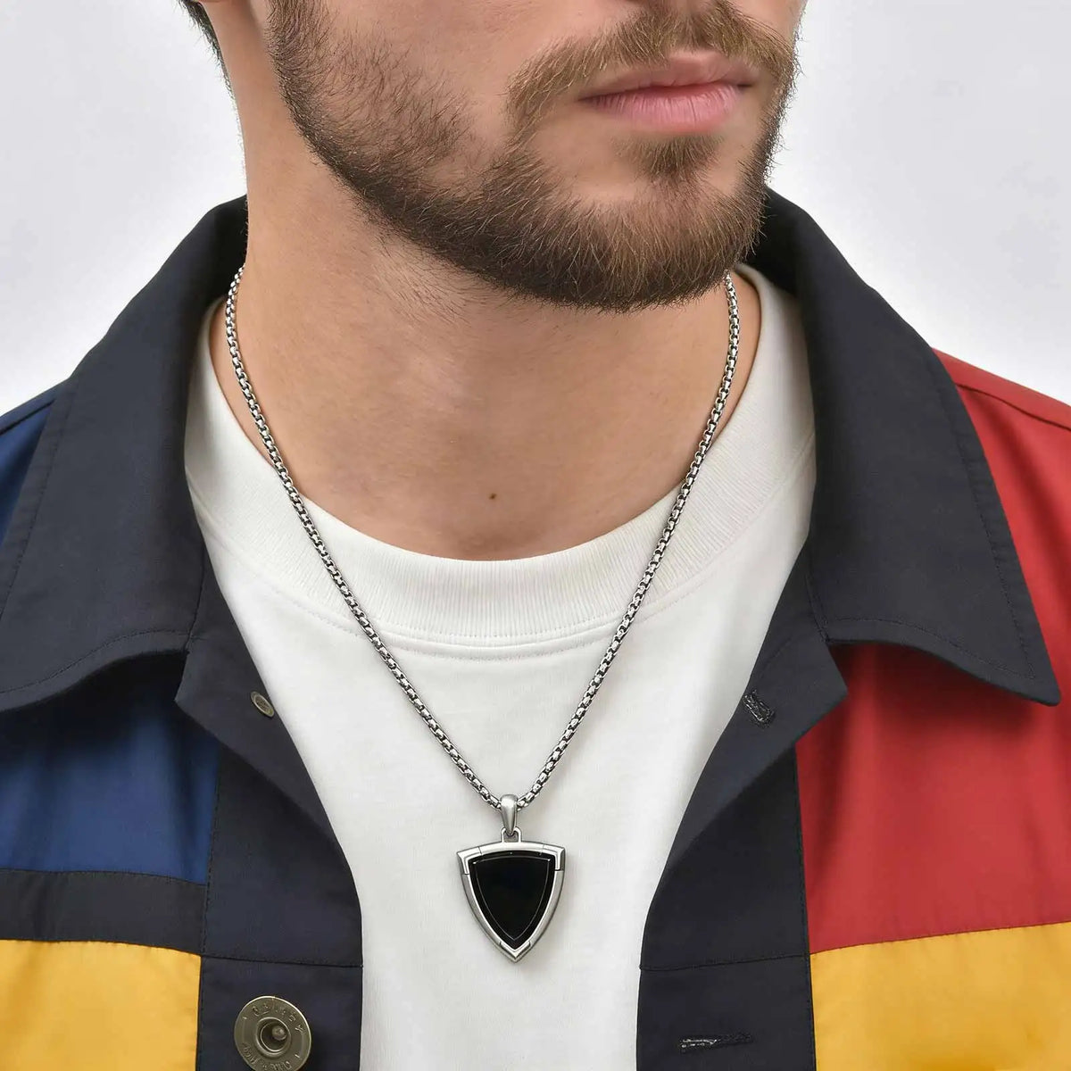 Black Onyx Shield Pendant Necklace