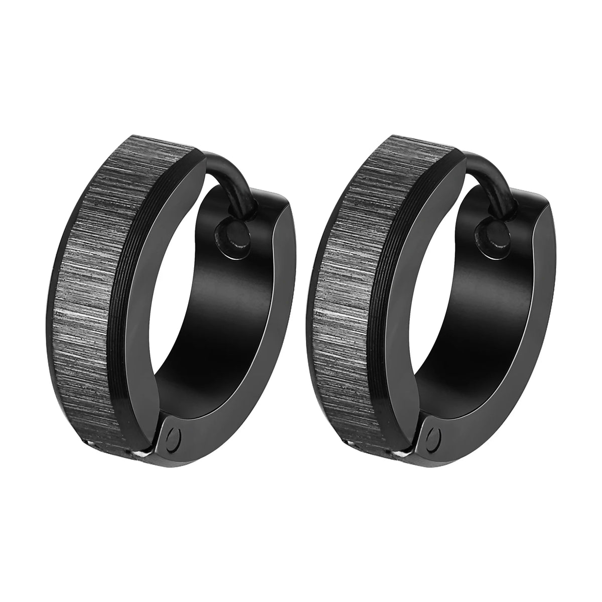 Brushed Steel Huggie Hoop Earrings