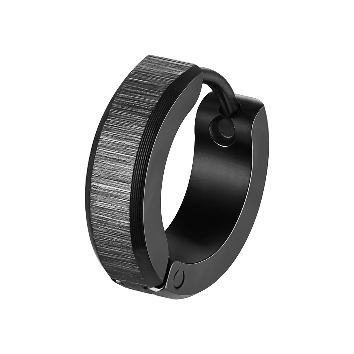 Brushed Steel Huggie Hoop Earrings