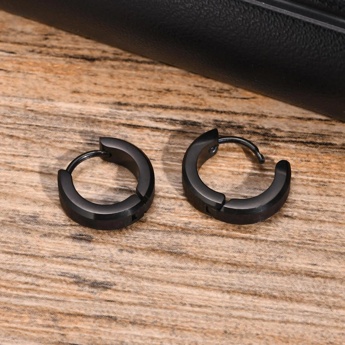 Brushed Steel Huggie Hoop Earrings
