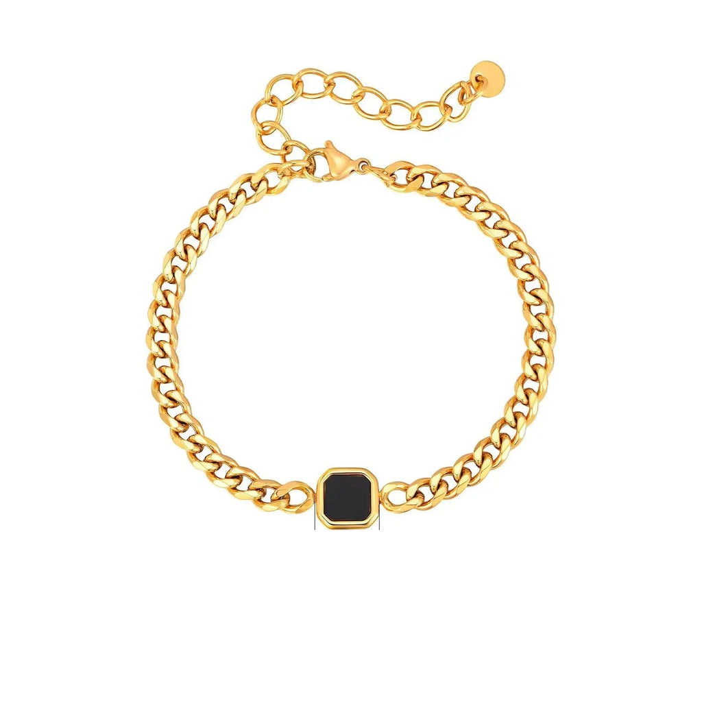 Adjustable Chain Bracelet with Stone Charm