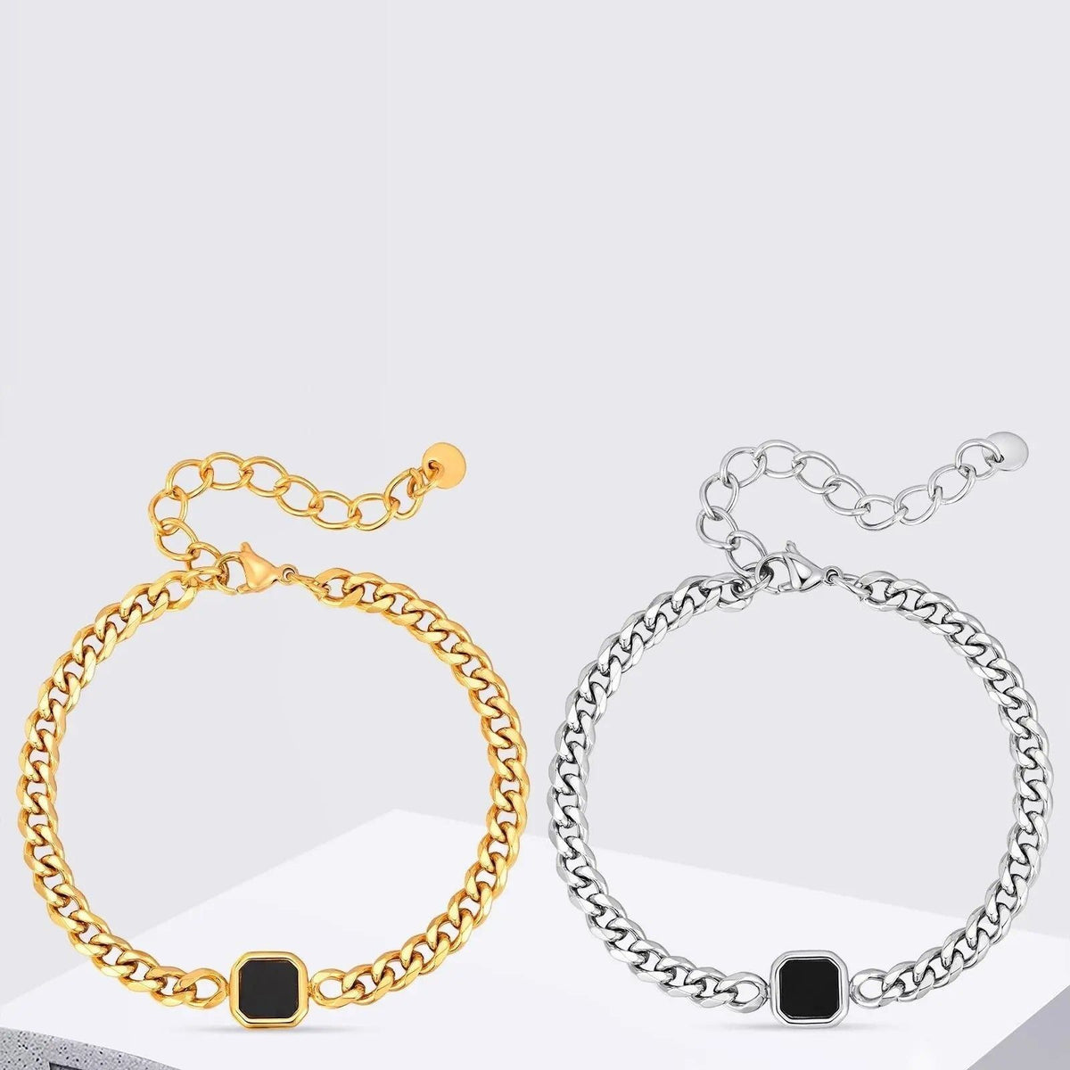 Adjustable Chain Bracelet with Stone Charm