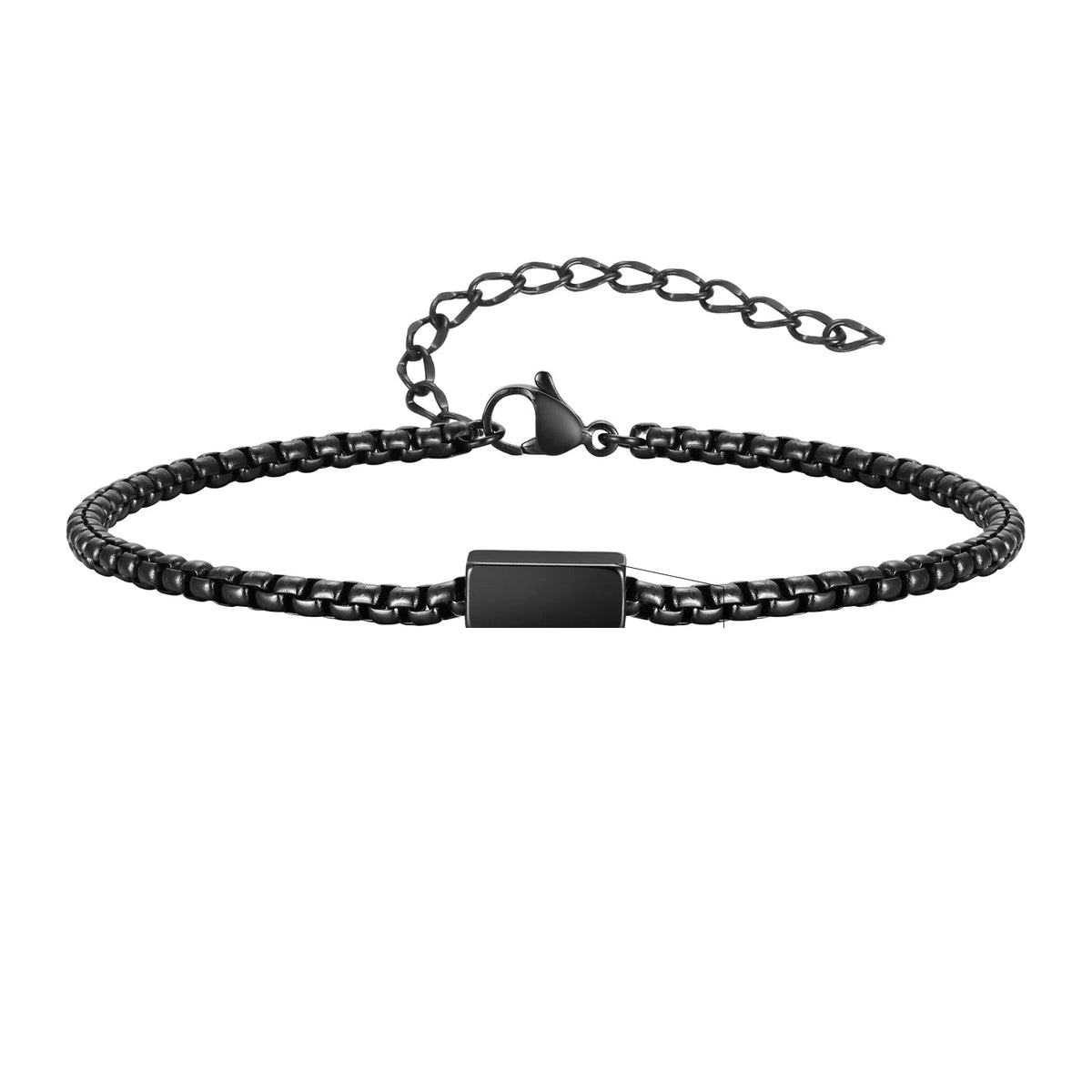 Box Chain Bracelet with Bar Charm