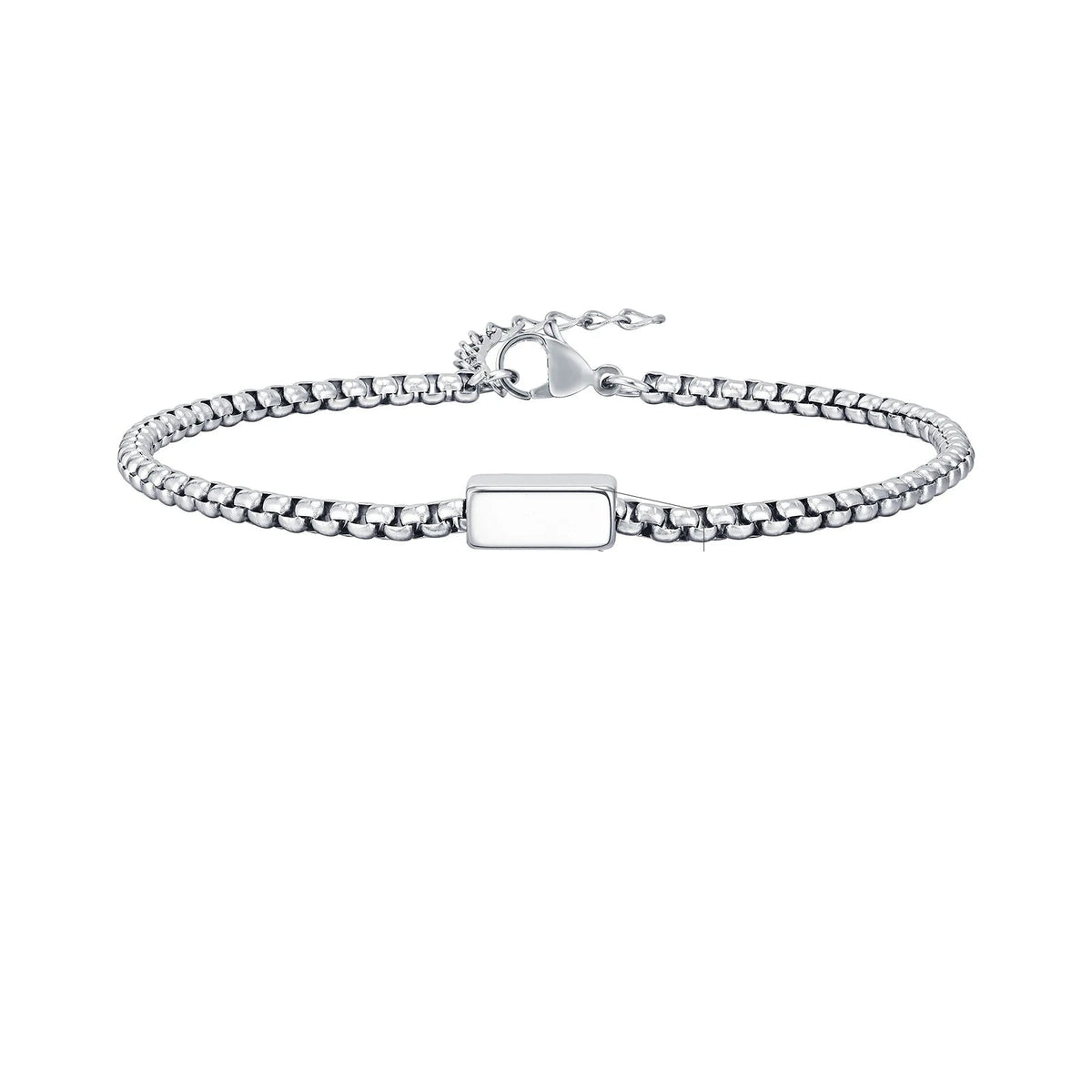 Box Chain Bracelet with Bar Charm