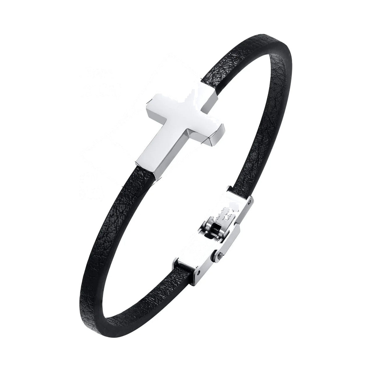 Cross Charm Leather Wristband