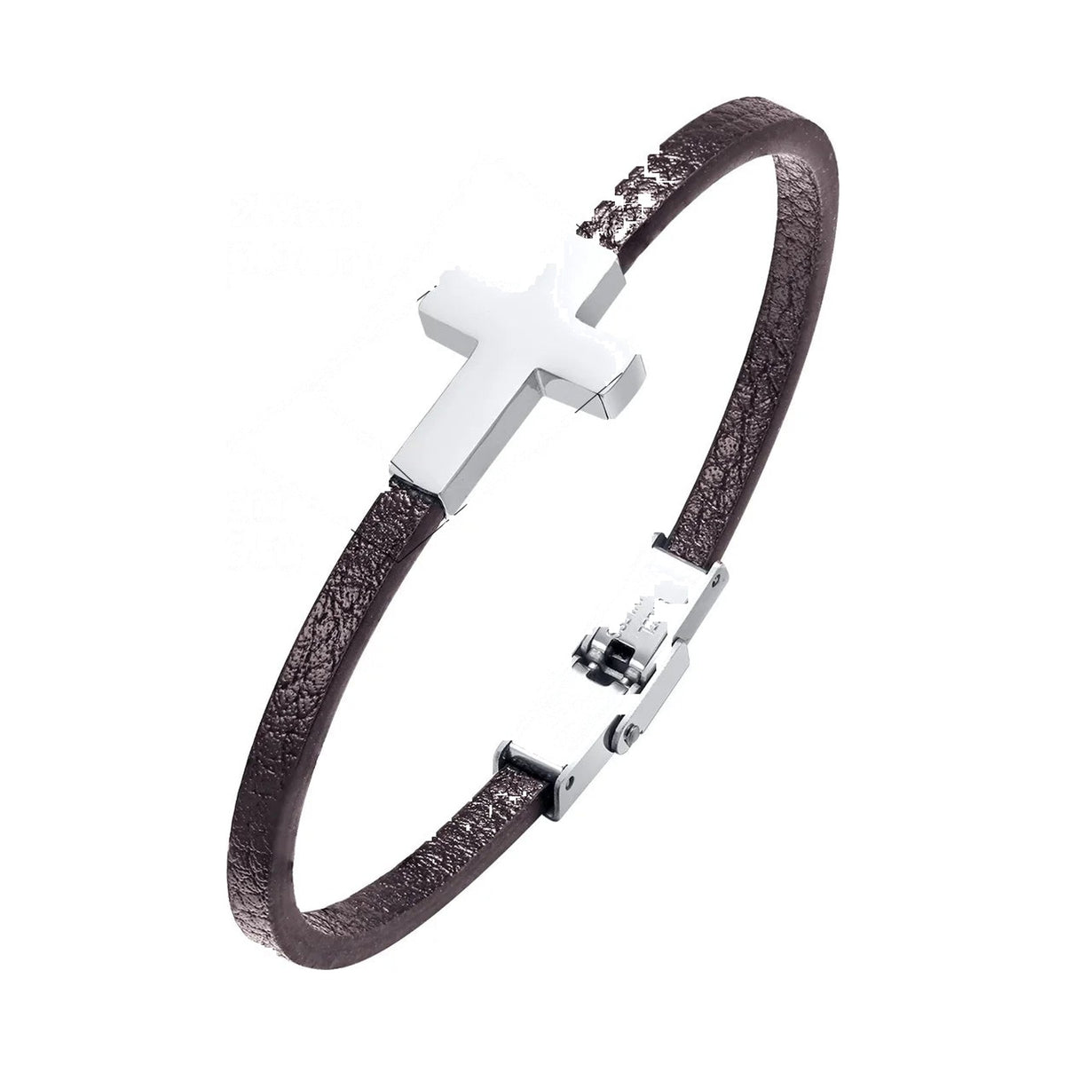 Cross Charm Leather Wristband