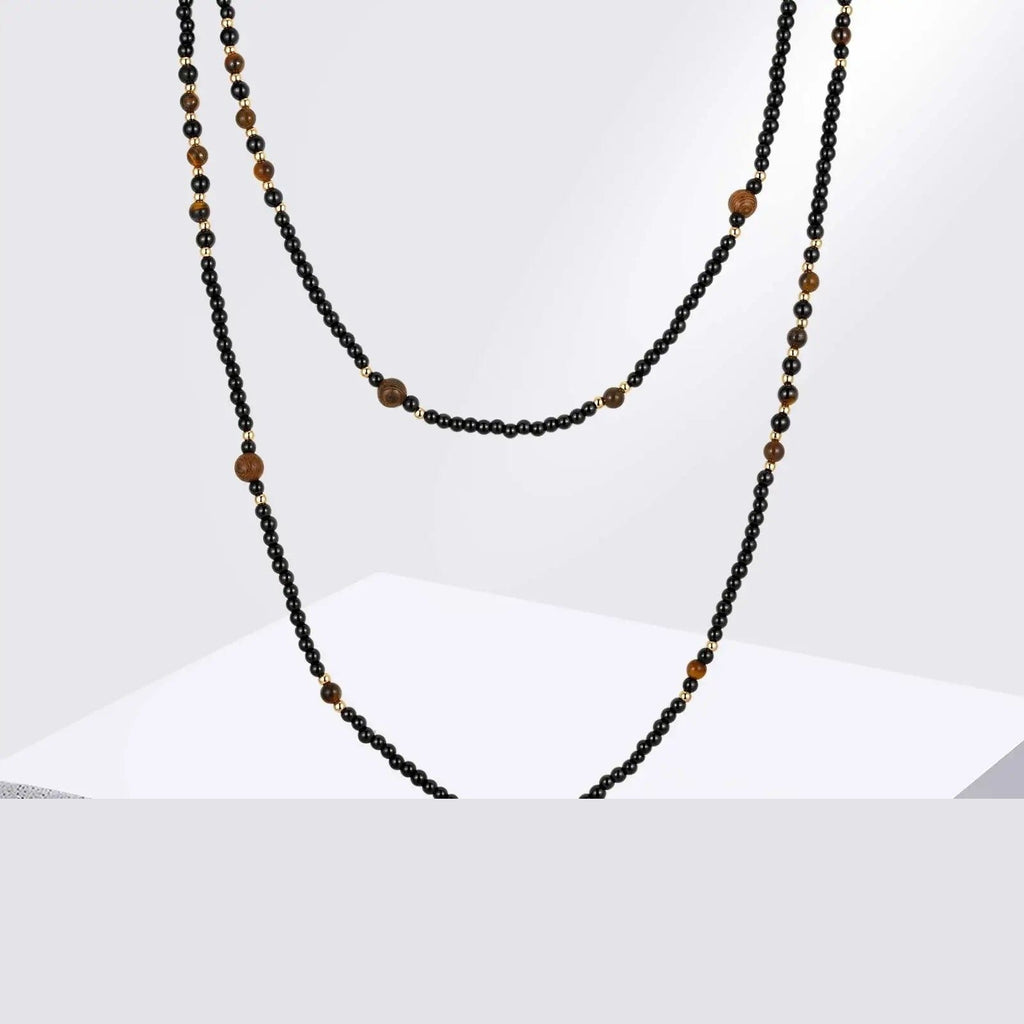 Black Onyx and Tiger Eye Beaded Necklace