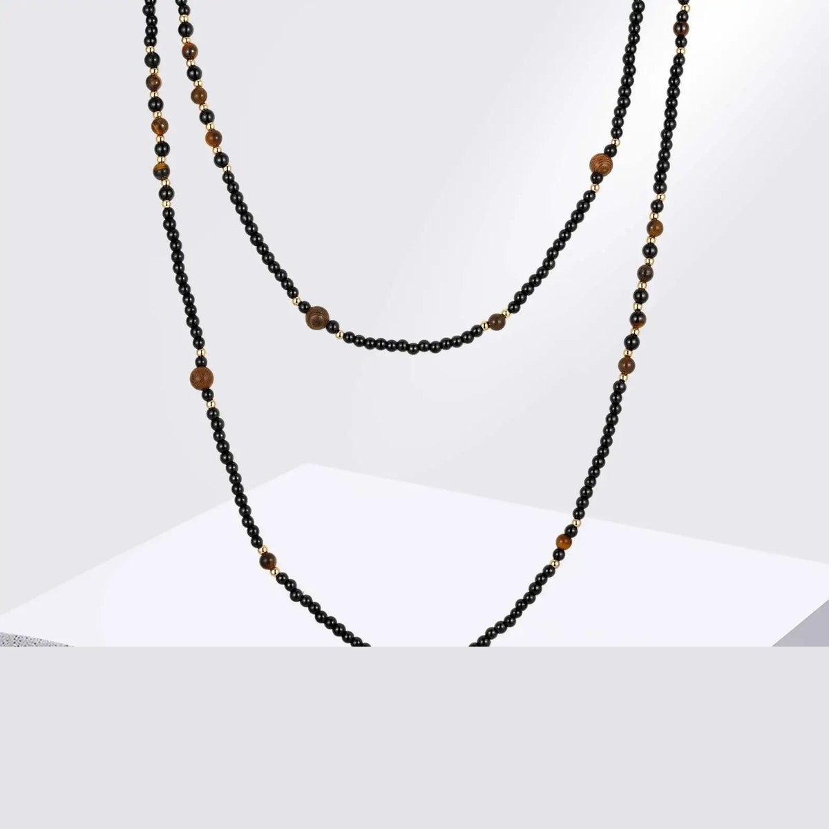 Black Onyx and Tiger Eye Beaded Necklace