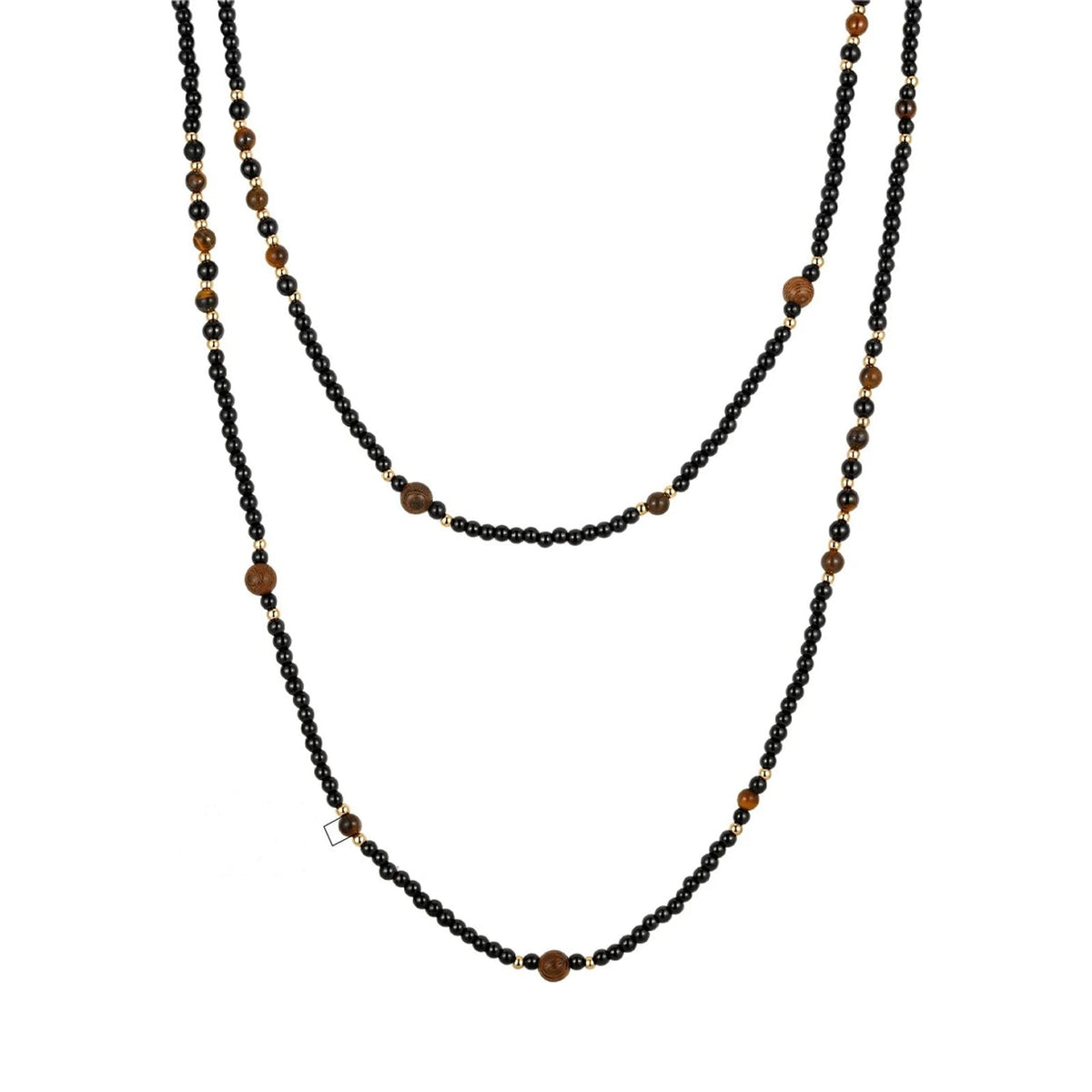 Black Onyx and Tiger Eye Beaded Necklace