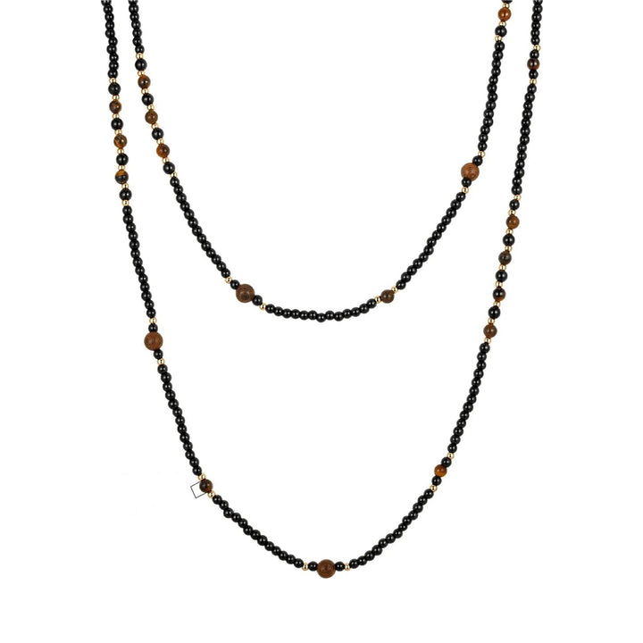 Black Onyx and Tiger Eye Beaded Necklace