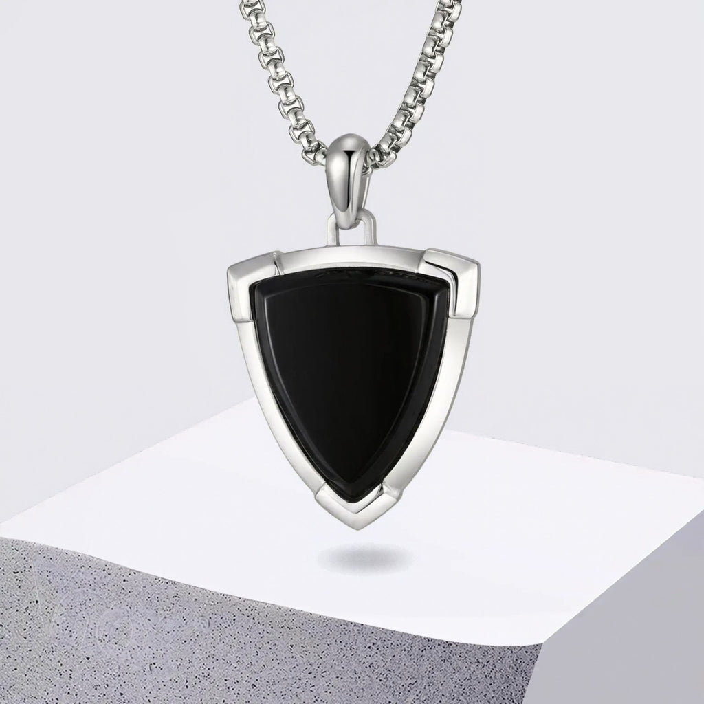 Black Onyx Shield Pendant Necklace