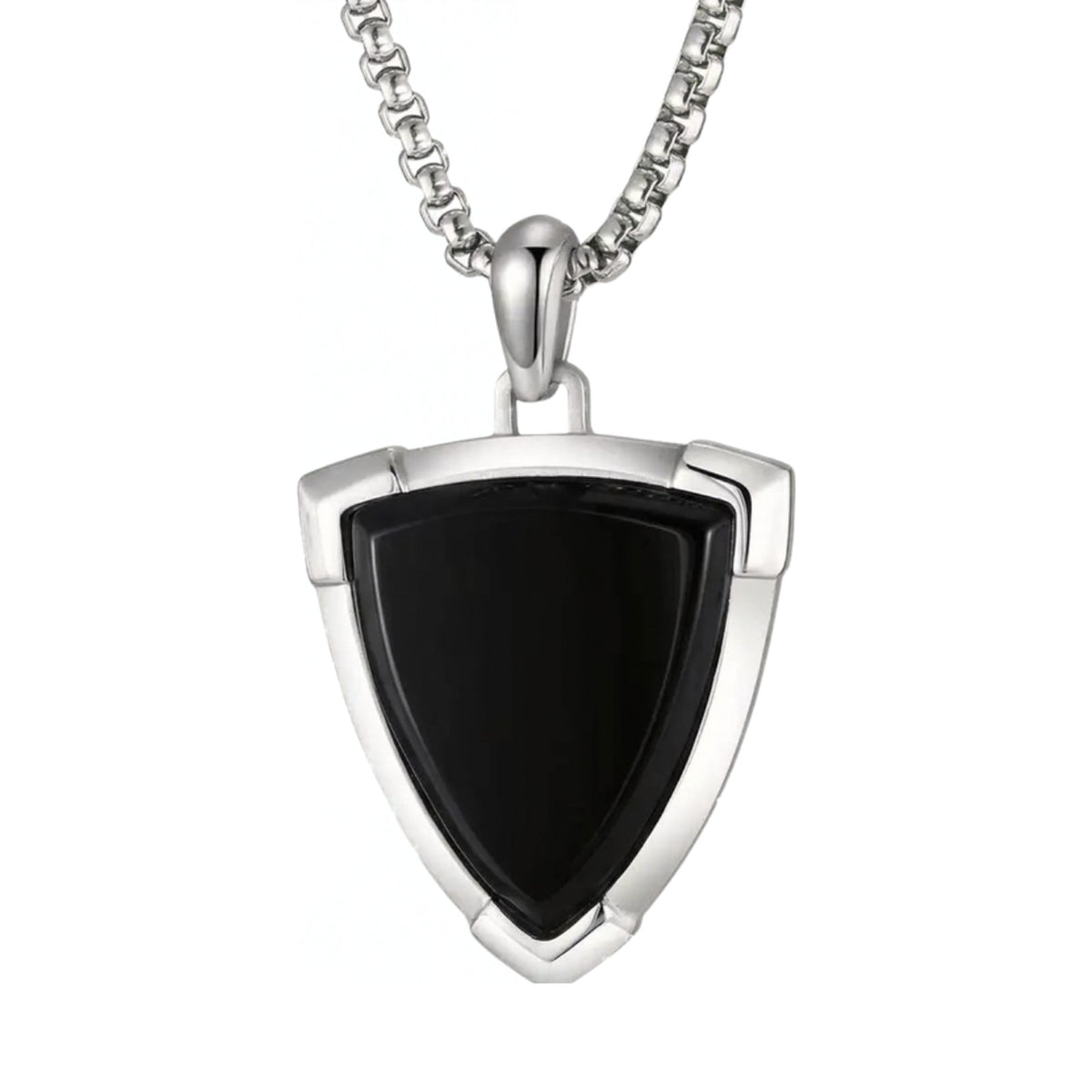 Black Onyx Shield Pendant Necklace