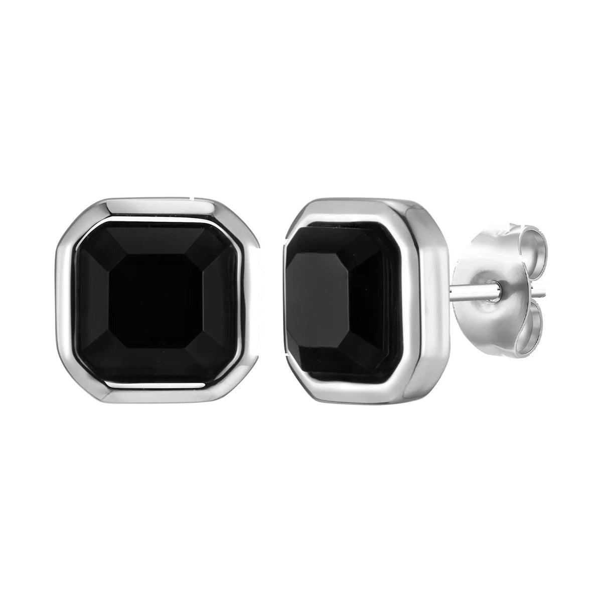 Black Onyx Square Stud Earrings