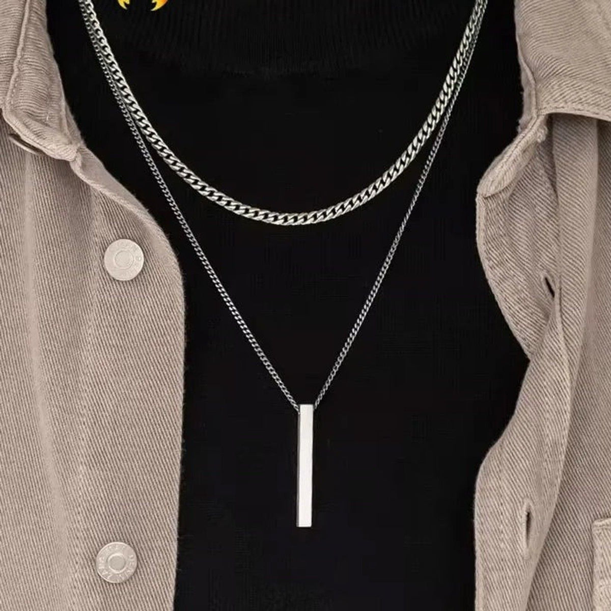 3D Vertical Bar Layered Necklace