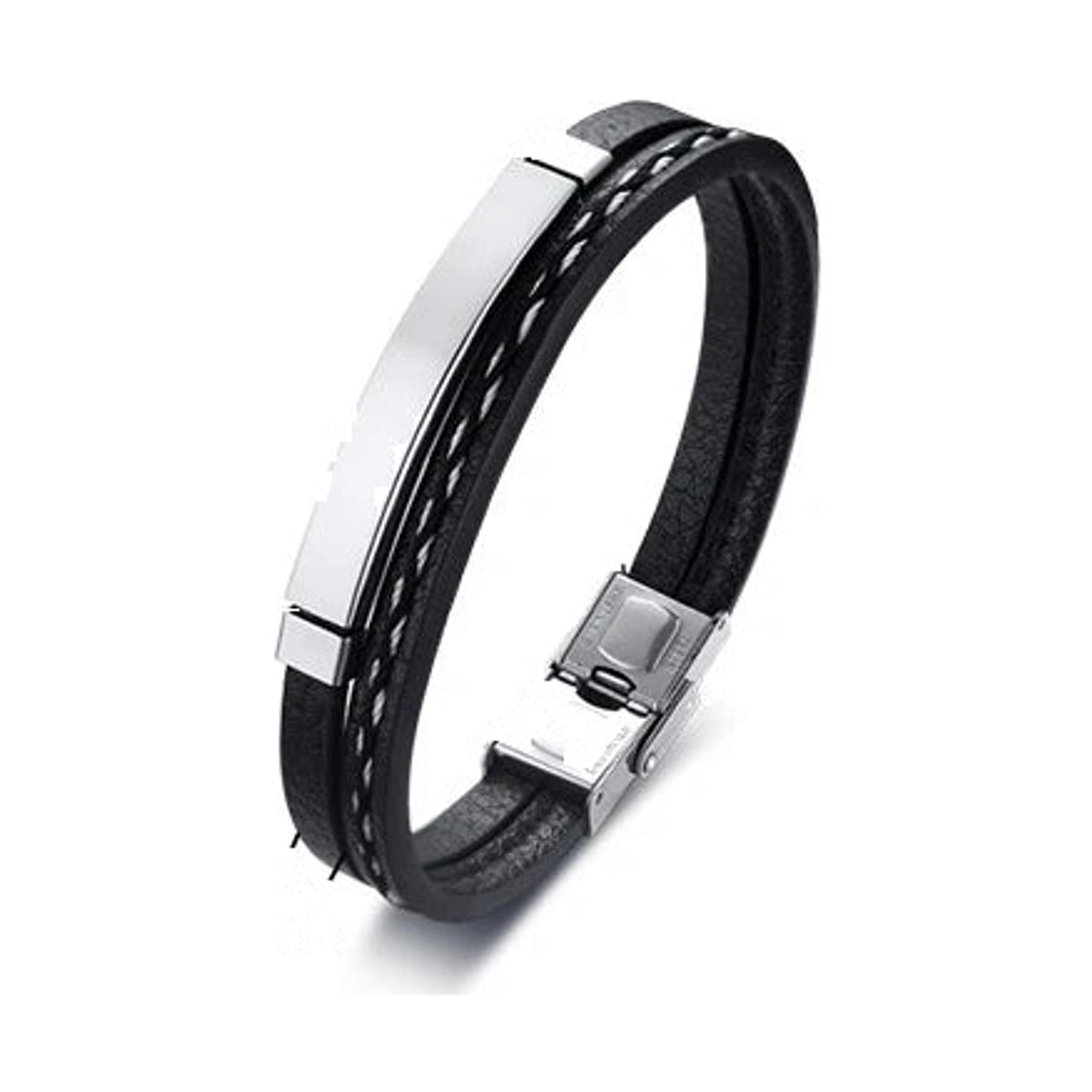 Double-Layer Leather Bar Bracelet