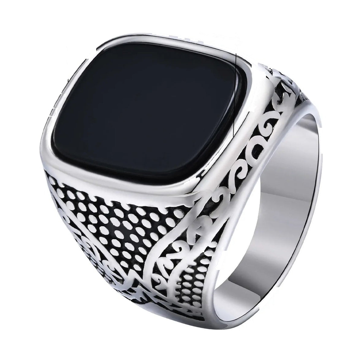 Carved Black Onyx Signet Ring