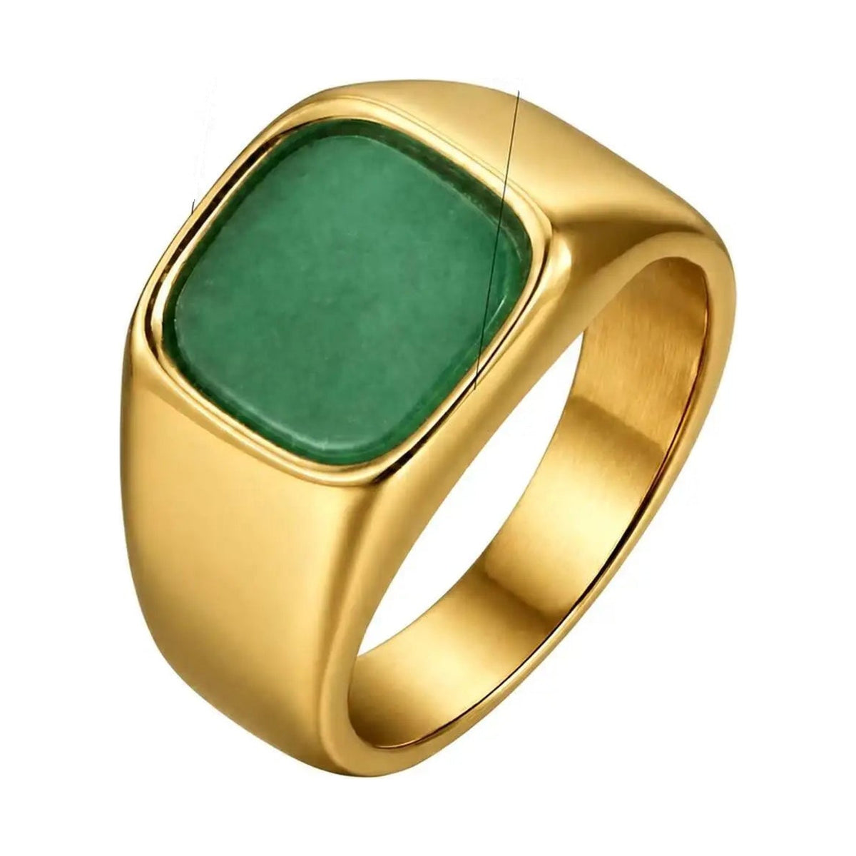 Gold Signet Ring with Green Stone